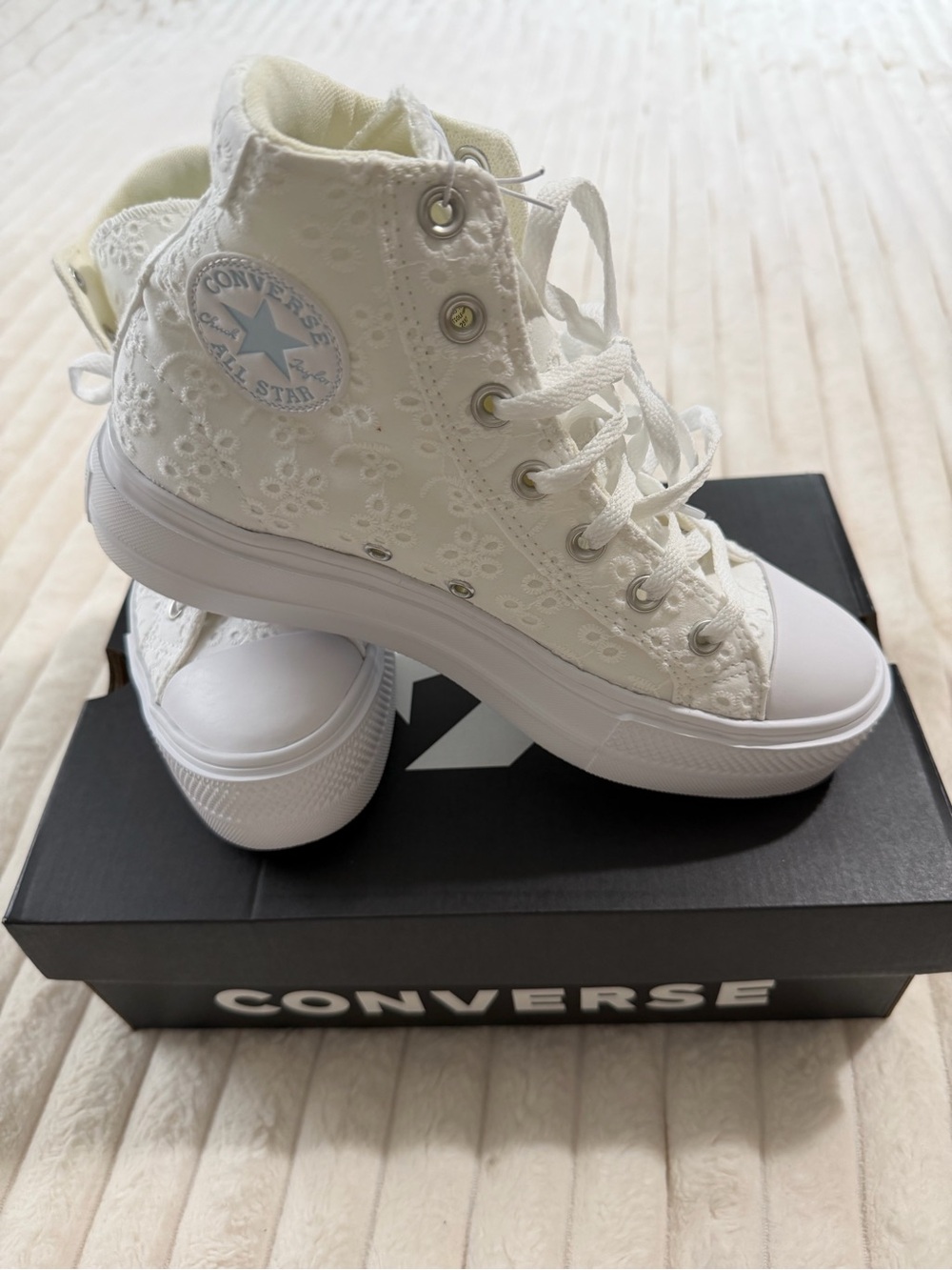 Converse Women's White Embroidered High-Top Sneakers